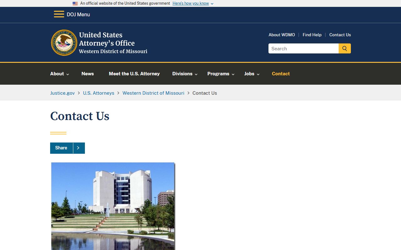 U.S. Attorney Western District of Missouri contact offices page