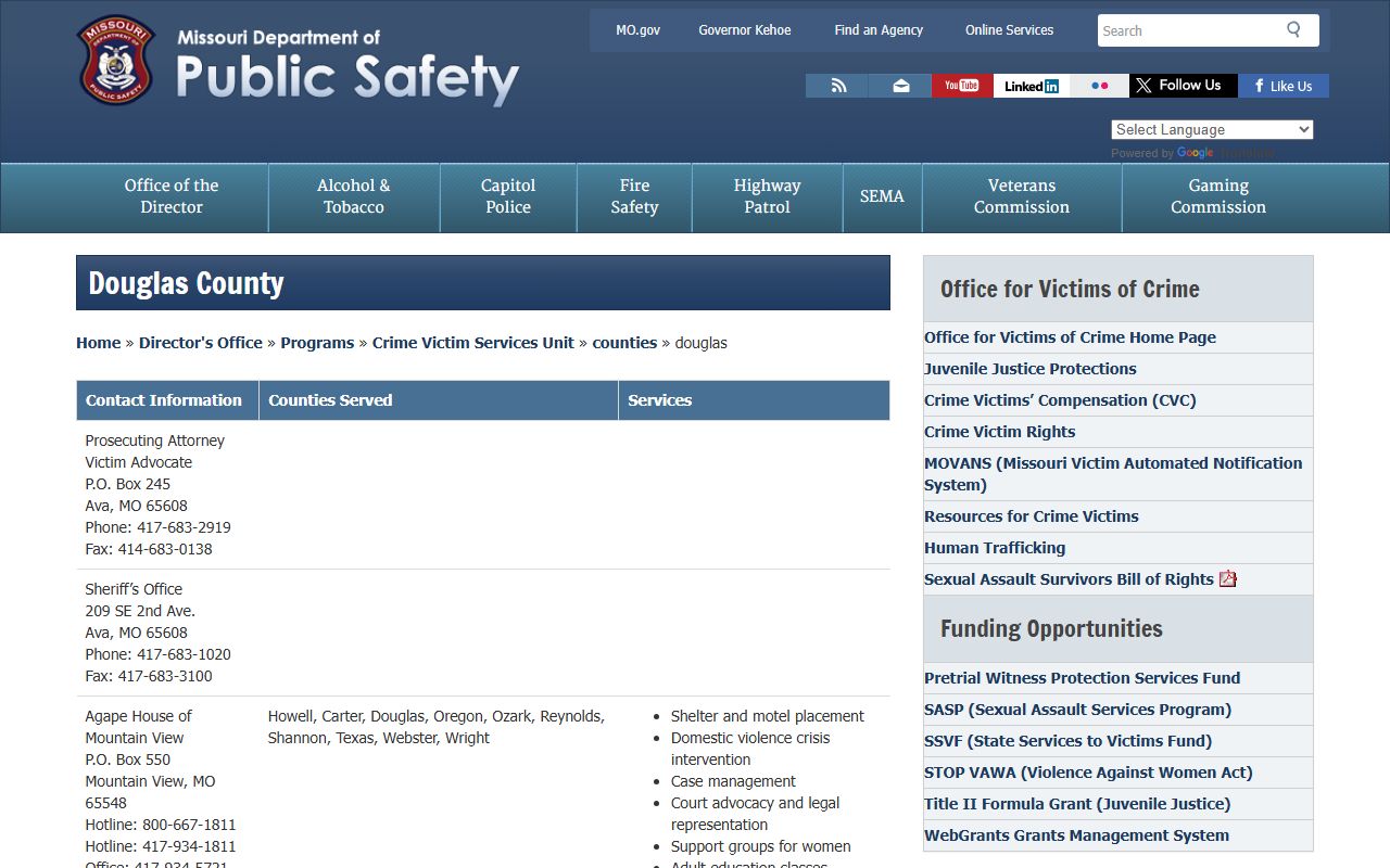 Douglas County arrest records and court charges victim services contacts