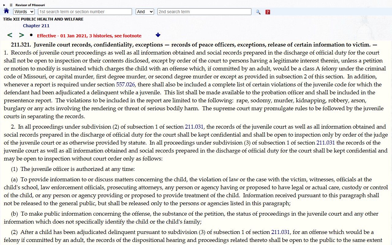 Douglas County court records Missouri juvenile confidentiality statute