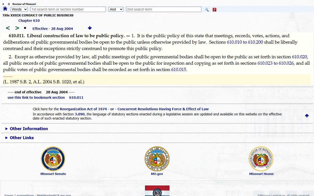 Douglas County court records Missouri Sunshine Law access statute