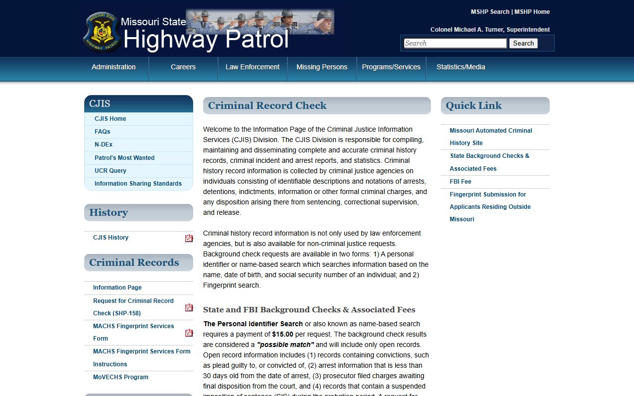 Douglas County criminal court records MSHP criminal record check overview