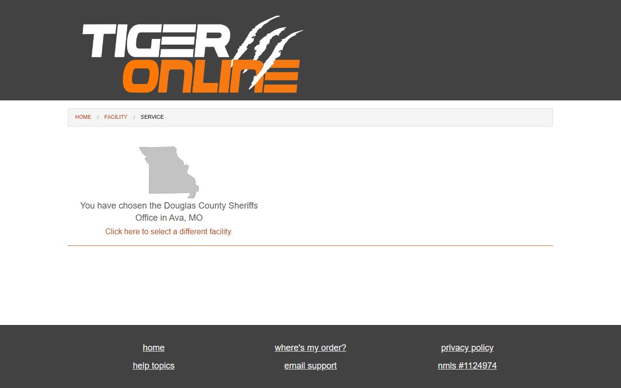 Douglas County inmate records Tiger Commissary facility page