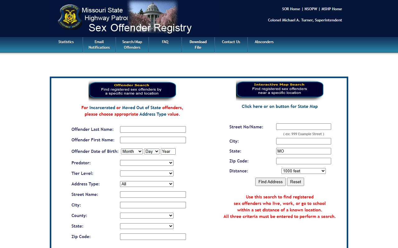 Douglas County warrant records MSHP sex offender registry search